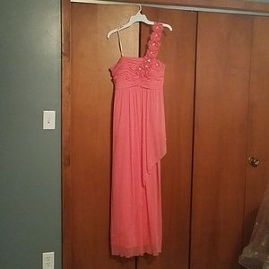 Coral colored floor length prom/formal dress